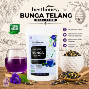best honey teh bunga telang kering asli organik 25gr atau 50gr